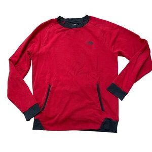 The North Face Men Long Sleeve Sweater Red and Gray Size Small